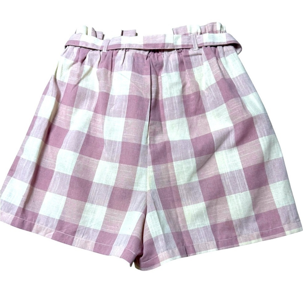 Primark Checkered Paperbag tie shorts pink and white check size 2 excellent con - Picture 2 of 3